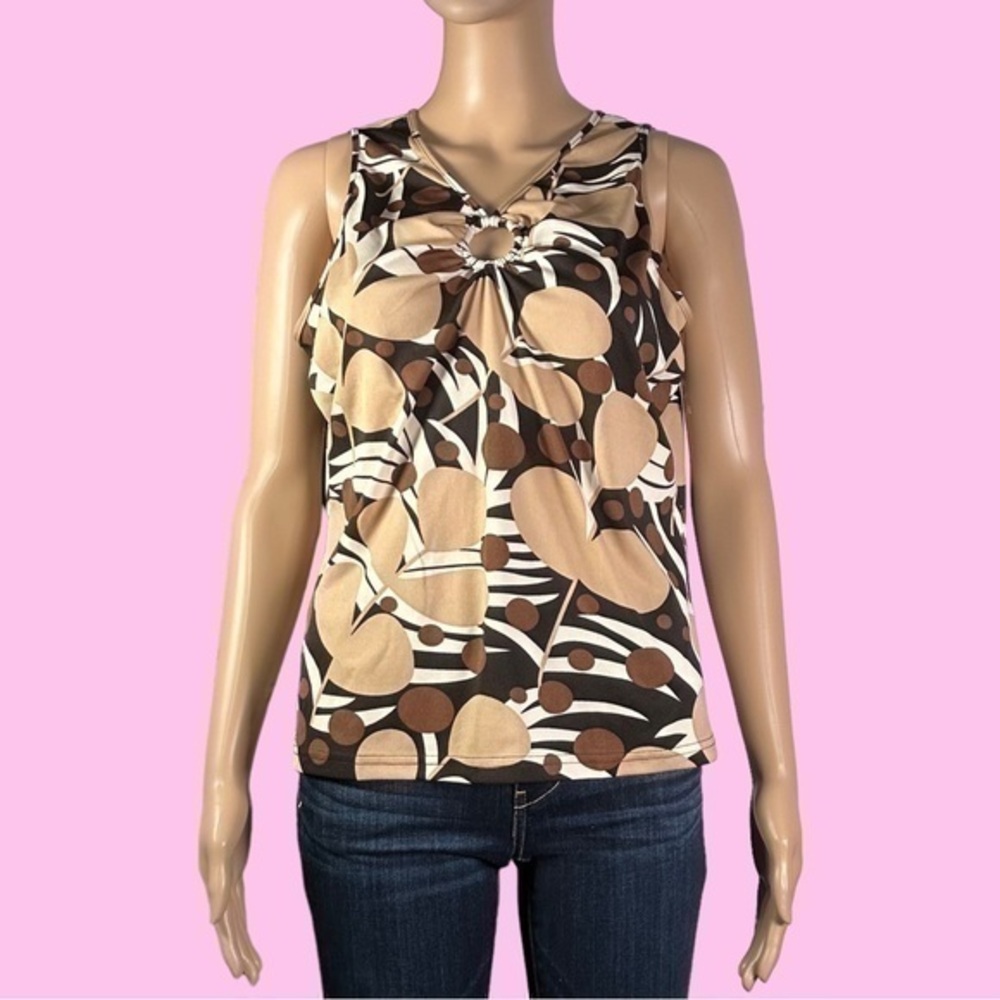 Vintage X - Mail Groovy Y2K Style Ring Keyhole Geometric Top Size XL - “Lindy”